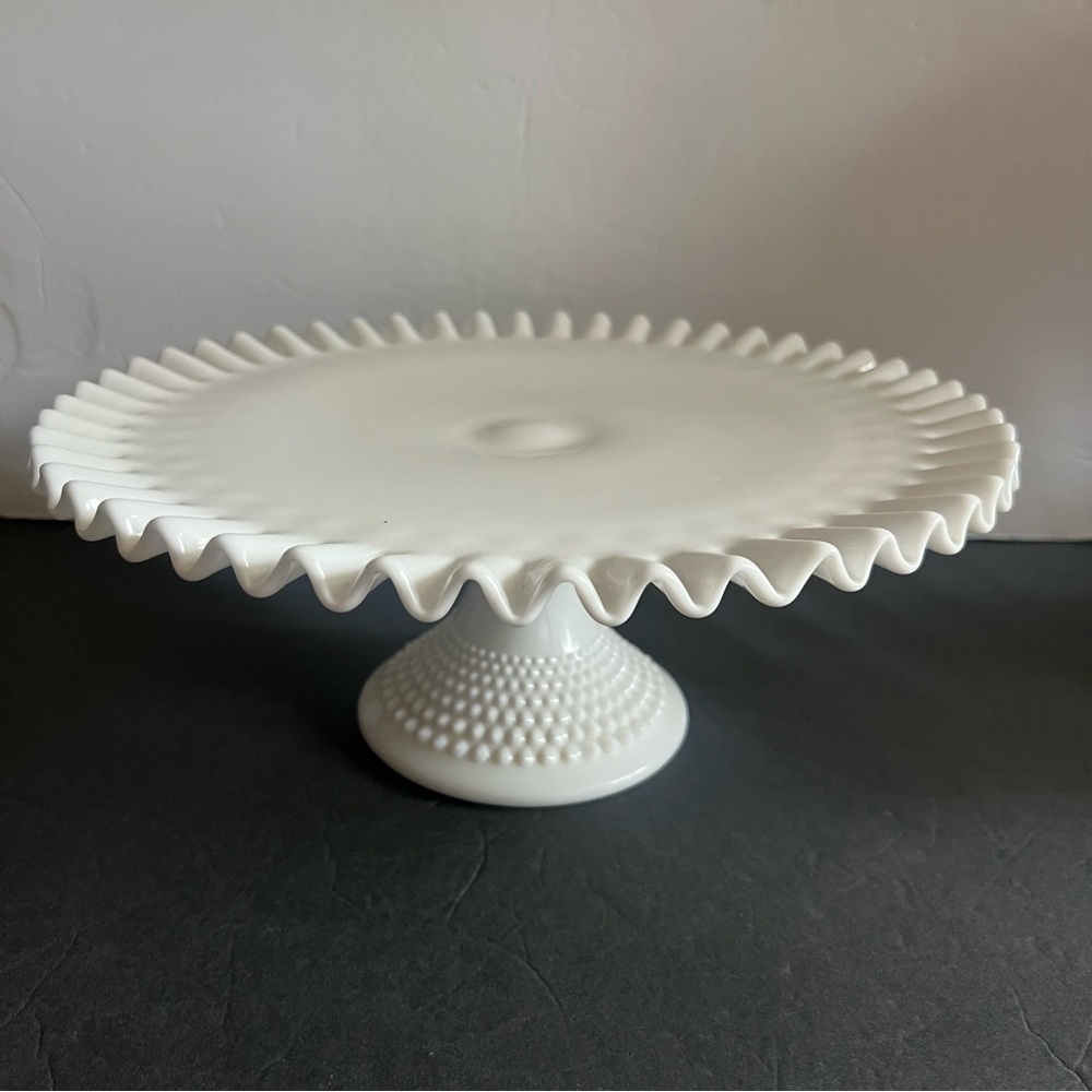 Fenton Milk Glass Cake Stand 13” White Pedestal - Picture 10 of 16